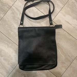 Vintage Coach black leather cross body bag